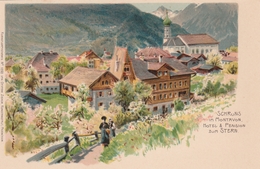 Schruns I.Montafon.Hotel & Pension Zum Stern.Künstler-Litho Signiert ET.Compton,perfekte Erhaltung. - Schruns