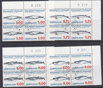 Greenland 1997 Whales 4v Used  Bl Of 4 (corner), Sheet Number  (35127) Stamps With Full Gum - Used Stamps
