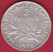 France 2 Francs Argent Semeuse 1908 - Sonstige & Ohne Zuordnung