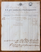 FATTURA PUBBLICITARIA  LINZ 4/10/1866 K.K.PRIV.LAMBACHER FLACHSSPINNEREI   CON MARCA DA BOLLO - Oostenrijk