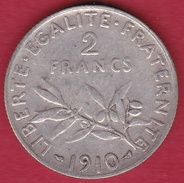 France 2 Francs Argent Semeuse 1910 - Other & Unclassified