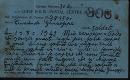 Guerre 39/45 Prisonnier Italien Des Anglais Camp 306 Geneifa Egypte Certainement Ex Afrika Korps Censure Italienne FP - Autres & Non Classés