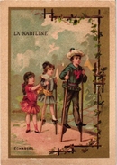 4 Trade Cards Stilt Walking ECHASSES Stelzen Landes  PUB   Laon Vaxelaire Claes Antwerpen La Kabiline Imp Paon - Altri & Non Classificati