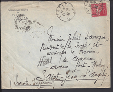 ALGERIE - 1933 - " Commune Mixte De Tiaret " N° 79 A Sur Enveloppe De Tiaret Vers St Jean D'Angély -  FR -  B/TB - - Cartas & Documentos