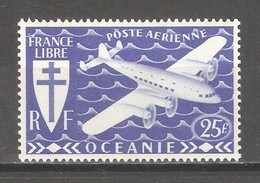 French Polynesia 1942,Omnibus Plane Issue, 25fr, Scott # C7,VF MLH*OG (K-8) - Aéreo