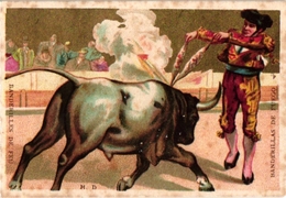 4 Trade Cards Chromo      BULLFIGHT TORERO Tauromachie  Litho  C1900 PUB COGNAC TROYES  1 Match Box Label - Altri & Non Classificati