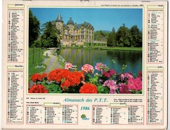 Calendrier Almanach Des P.T.T De 1986 Photo Du Lac D'Annecy - Complet De La Région Parisienne - Tamaño Grande : 1981-90