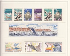 ST.PIERRE & MIQUELON BIRDS 1973 + 1988 + 1995 + 1997 9 STAMPS MNH + STRIP OF 3 STAMPS MNHANIMALS FAUNA - Unused Stamps