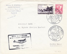 Tunis-8 Mars 1952- Cachet Commémoratif De La Journée Du Timbre, Avecgriffe ''XXV Anniversaire De La 1ère Liaison Postale - Briefe U. Dokumente