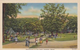 Maine Lewiston Playground At City Park Curteich - Lewiston