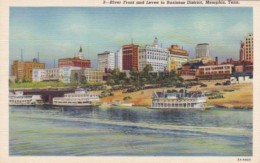 Tennessee Memphis River Front And Levee To Business District Curteich - Memphis