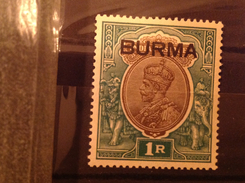 Burma 1937 1R Green & Brown MLH SG 13 Sc 13 - Burma (...-1947)