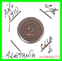 GERMANY - IMPERIO - DEUTSCHES REICH - 2 Pfn. AÑO 1910-E - Copper, 20 Mm - 2 Pfennig