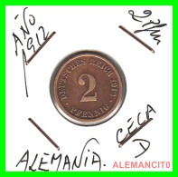 GERMANY - IMPERIO - DEUTSCHES REICH - 2 Pfn. AÑO 1912-D - Copper, 20 Mm - 2 Pfennig