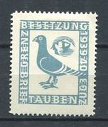 SUISSE 1939/40 - Vignette Militaire - Pigeon Zug 3 - Neuf * (MLH) - Etichette