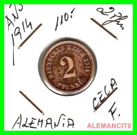 GERMANY - IMPERIO - DEUTSCHES REICH - 2 Pfn. AÑO 1914-F - Copper, 20 Mm - 2 Pfennig