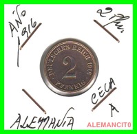 GERMANY - IMPERIO - DEUTSCHES REICH - 2 Pfn. AÑO 1916-A - Copper, 20 Mm - 2 Pfennig