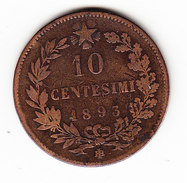 ITALIE, KM  27.1, 10C, 1893.    (I  2041) - 1878-1900 : Umberto I