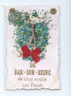 10 Bar Sur Seine, Ancienne Fantaisie De Matière Avec Ajout De Graminées, Ruban, Découpis..., Affranchie 1905 - Bar-sur-Seine