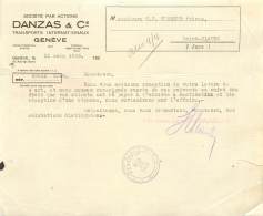 FACTURE - LETTRE : GENEVE - TRANSPORTS INTERNATIONAUX - SOCIETE PAR ACTIONS DANZAS & CIE - 1925 - Schweiz