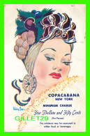 NEW YORK CITY, NY - COPACABANA - Minimum Charge - JULES PODELL'S - - Bar, Alberghi & Ristoranti