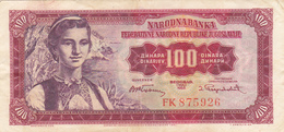 Yugoslavia , FNRJ 100 Dinara 1955 - Jugoslavia