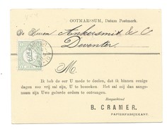 Nederland 1883 Drukwerkkaartje Met Nr. 31 Cijfer En Kleinrond Ootmarsum. - Covers & Documents