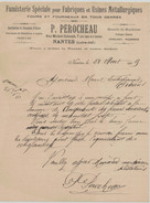 Lettre Commerciale Des Ets Perocheau De Nantes Pour Paiement De Facture Par Mandat Poste à M.Menot Artisan à Orléans - 1900 – 1949