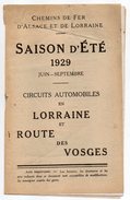 1929--Chemins De Fer D'Alsace Et De Lorraine-Circuits Automobiles En Lorraine Et Route Des Vosges - Unclassified