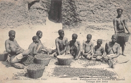 MALI  SOUDAN   PREPARATION DU BEURRE DE KARITE  TRIAGE DES NOIX  NUS FEMININS - Mali