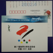 Diving,Mascot Yangtze Alligator Lala,Gymnasium,China 2001 Beijing World Summer Universiade Advert Pre-stamped Card - Plongée