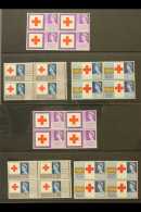 1963 BLOCKS OF 4 RED CROSS CONGRESS Set (Phosphor & Non Phosphor), SG 642/44 & SG 642p/44p, Never Hinged... - Other & Unclassified