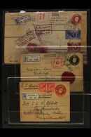 POSTAL STATIONERY A Small Collection, Mostly Used Registered Letters To USA, A Few Bearing Censor Cachets. Lovely... - Unclassified