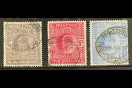 1902-10 2s 6d, 5s & 10s De La Rue Printings, SG.260, 263 & 265, Fine To Very Fine Used With Light... - Non Classés