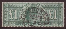 1902-10 £1 Dull Blue-green De La Rue, SG 266, Used With Fully- Dated London Hooded Cds, Pressed Crease At... - Sin Clasificación