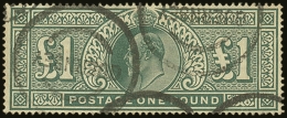 1902 £1 Dull Blue Green De La Rue Printing, SG 266, Used With Light "Guernsey" Circular Cancels, Full Perfs,... - Sin Clasificación