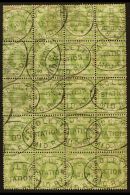 1887 1s Dull Green, SG 211, Block Of Twenty, With "RADLETT STATION MID. RY" (Hertfordshire) Oval Cancels, Rather... - Autres & Non Classés