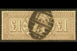 1884 £1 Brown-lilac Watermark Crowns, SG 185, Fine Used With Barred Numeral Cancel, Nice Colour And Full... - Other & Unclassified