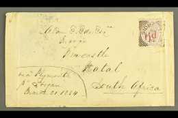 1884 (20 MAR) COVER TO NATAL Bearing 1883 6d On 6d "slanting Dots" Variety, SG 162a, Tied By "SIDMOUTH" Squared... - Other & Unclassified