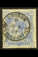 1883-84 10s Ultramarine, SG 183, Very Fine Used With Upright London Cds Cancellation, Small Dot From Red Crayon At... - Autres & Non Classés