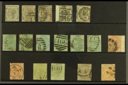 1873-80 USED LARGE CORNER LETTER SELECTION Presented On A Stock Card. Includes Spray Of Rose Watermarked 6d Grey... - Other & Unclassified