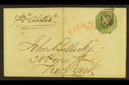 1861 (4 Oct) Letter Sheet From Dublin To New York Per "Arctic" Bearing A Cut To Shape Embossed 1s Green Stamp Tied... - Autres & Non Classés