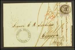 1858 (25th May) Entire To Genova Bearing 6c Lilac (no Letters) Tied Woolwich London District Cancel Alongisde "PD"... - Altri & Non Classificati