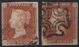 1841 BLACK PLATES 1d Reds From Black Plates 9 And 11, Each Four Margins, And Maltese Cross Cancel. (2) For More... - Andere & Zonder Classificatie