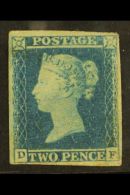 1841 2d Pale Blue 'DF' Imperf, SG 13, Mint Lightly Hinged With Repaired Margin At Right. Impressive, Cat... - Other & Unclassified