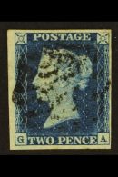 1840 2d Blue, SG 5, Plate 2, Four Clear Margins, Check Letters "G - A", A Fine Used Example With Black Maltese... - Other & Unclassified