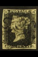 1840 1d Black 'FL', Plate 9, Fine Used With Four Good To Close Margins And Black Maltese Cross Cancel.  For More... - Ohne Zuordnung