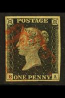 1840 1d Black, "BA" Plate 1b, Very Fine Used With 4 Margins & Red Maltese Cross Cancellation. For More Images,... - Unclassified