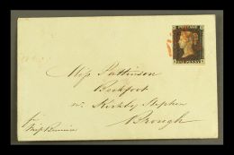 1840 (Aug 6) Cover To Brough Bearing A 3 Margin 1d Black "R-E" Tied By Light Red Maltese Cross Cancel. Pretty For... - Non Classés