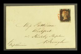 1840 (Aug 6) Cover To Brough Bearing A 3 Margin 1d Black "R-E" Tied By Light Red Maltese Cross Cancel. Pretty For... - Unclassified